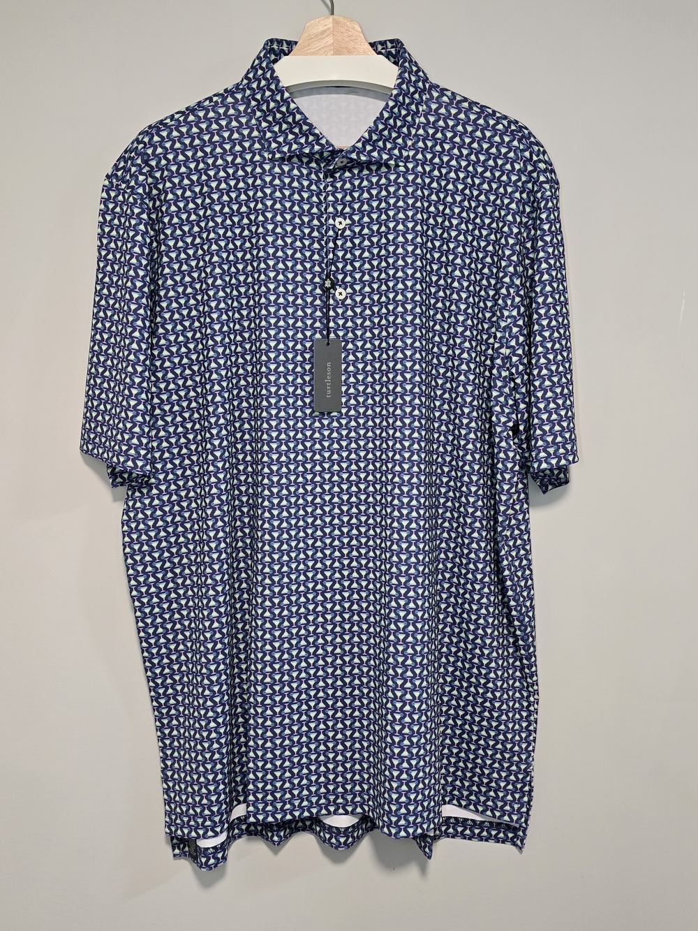 Men's Navy Geometric Performance Polo Quick-dri